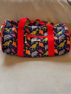 KidKraft Kids' Navy Dinosaur Duffle Bag with Red Straps